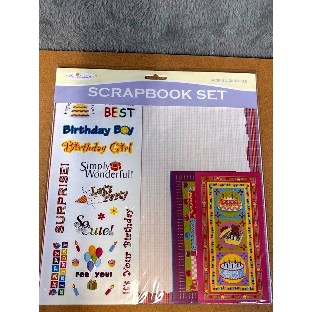 Miss Elizabeths Birthday Scrapbook Set 14pc 12x12‎ Paper Stickers Die-Cuts NEW